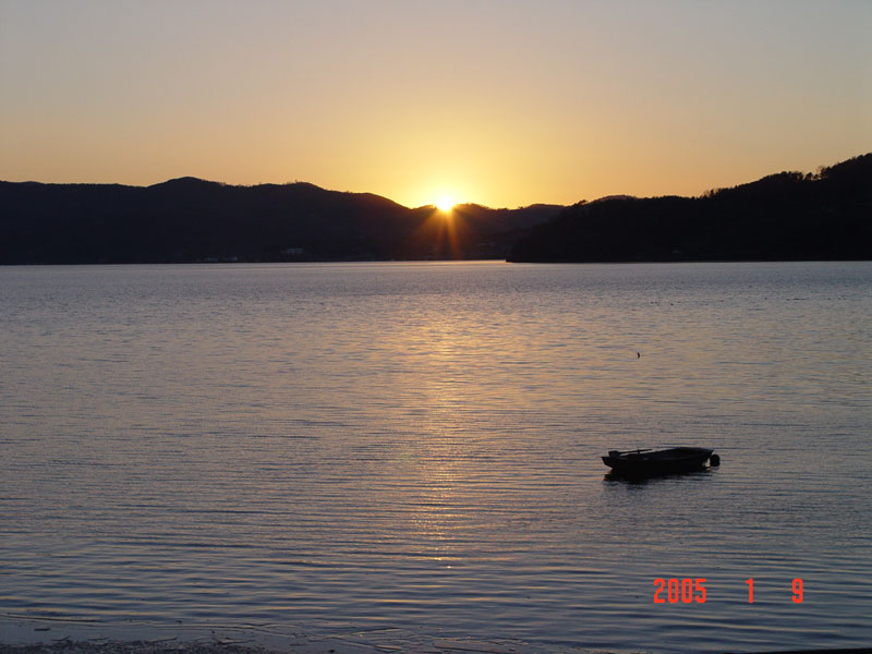 예당저수지 일몰